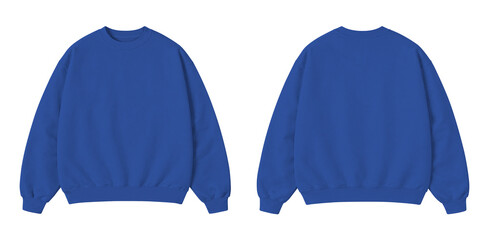 Blue Oversized Sweatshirt Mockup Front and Back View Isolated on Transparent Background © Drip