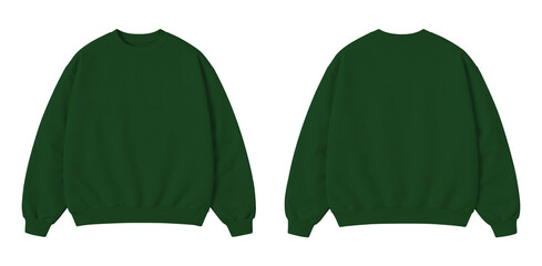 Blank Green Oversized Sweatshirt Mockup Front and Back View Isolated on Transparent Background © Drip