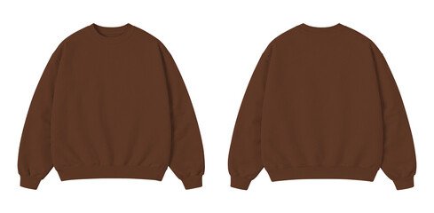 Brown Oversized Sweatshirt Mockup Front and Back View Isolated on Transparent Background © Drip