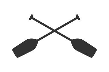 Crossed oars graphic icon. Two boat paddles sign isolated on white background. Vector illustration