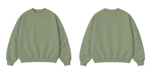 Sage Green Oversized Sweatshirt Mockup Front and Back View Isolated on Transparent Background © Drip