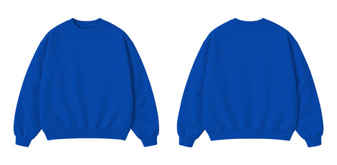 Vibrant Blue Oversized Sweatshirt Mockup Front and Back View Isolated on Transparent Background © Drip