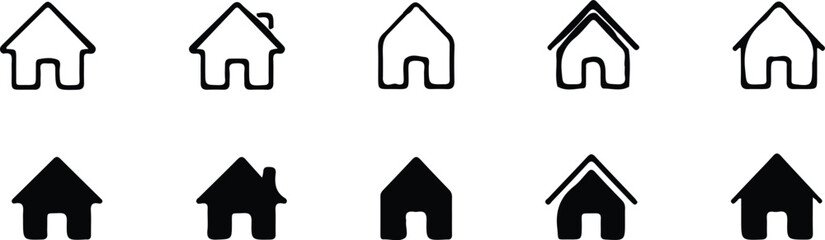 black black line house icons set vector illustration design image