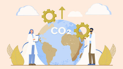 Scientists studying global carbon dioxide levels and climate change effects on earth