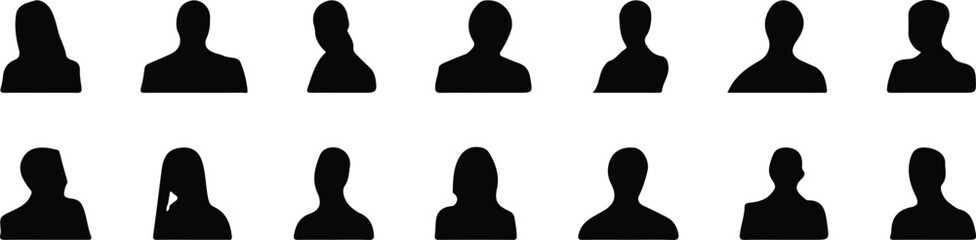 avatar profile black icons set silhouette man woman vector design illustration 