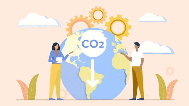 Addressing climate change people working to reduce carbon dioxide emissions globally