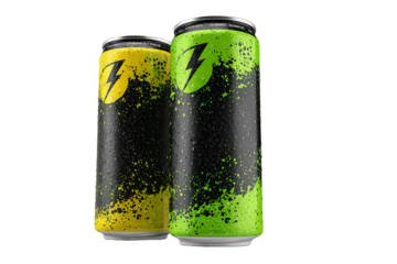 Boosting energy drinks isolated on transparent background