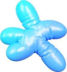 3D Fun blue inflatable abstract balloon shape. Playful creative graphic form isolated clipart. Render of geometric modern y2k illustration