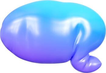 3D Fun blue and purple speech bubble inflatable abstract balloon shape. Playful creative graphic form isolated clipart. Render of geometric modern illustration