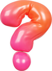 3D Fun pink question mark inflatable abstract balloon shape. Playful creative graphic form isolated clipart. Render of geometric modern y2k illustration