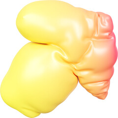 3D Fun yellow inflatable abstract balloon shape. Playful creative graphic form isolated clipart. Render of geometric modern y2k illustration