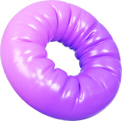 3D Fun purple inflatable abstract balloon shape. Playful creative graphic form isolated clipart. Render of geometric modern y2k illustration