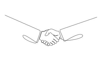 Continuous line drawing of a business handshake