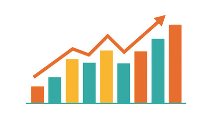 A bar graph shows an upward trend with an arrow indicating growth.