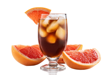 Tropical espresso grapefruit spritz isolated on transparent background