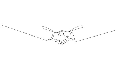 Continuous line drawing of a business handshake