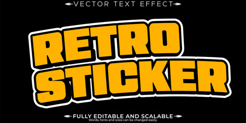 Retro sticker text effect, editable 70s and 80s text style