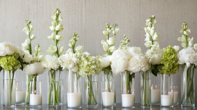 Elegant Floral Centerpieces with Candles for Wedding or Special Event