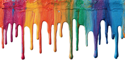 Vibrant rainbow colors dripping down against a black background