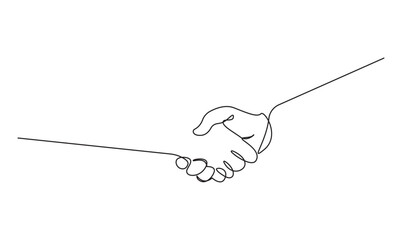 Continuous line drawing of a business handshake