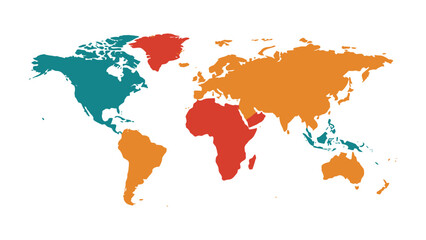 A colorful world map illustration showing continents in different colors.