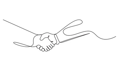 Continuous line drawing of a business handshake