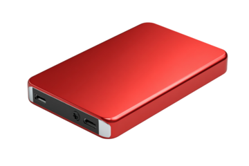 Modern external hard drive isolated on transparent background