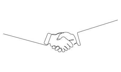 Continuous line drawing of a business handshake