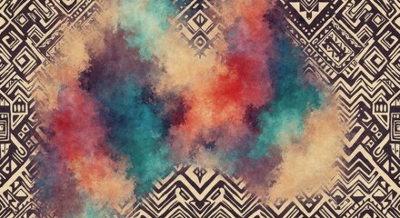 Abstract background, geometric patterns with a colorful central cloud