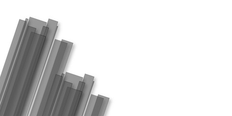 Obraz premium Abstract light gray diagonal lines pattern on white background vector. White 3D bar graph ascending right on black. Growing Bar Graph - Data Visualization Concept on White Background.