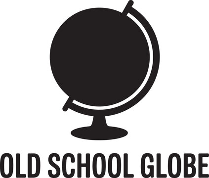 Old school globe earth map vector art on transparent background for nostalgic education