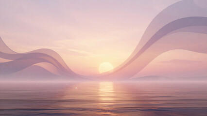 A vibrant summer landscape captures the orange sun at dusk as its light creates a red reflection on the ocean water and clouds along the coast