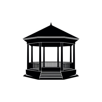 Classic Gazebo Silhouette Vector Illustration.