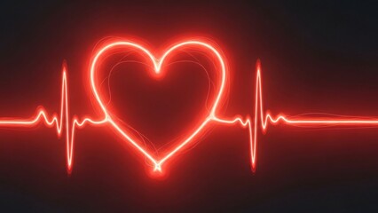 Red Glowing Heartbeat Line on Black Background