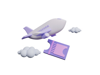 Fototapeta premium Travel booking and passport icon isolated on transparent background, Business travel concept. Leisure touring summer vacations and holiday symbol. Traveling and tourism elements.3d render illustration