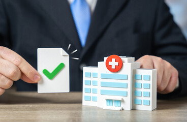 The hospital has passed the inspection. Audit and revision. Successful compliance check, healthcare...
