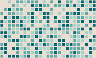 Fototapeta premium Abstract teal and beige square mosaic pattern. Perfect for website backgrounds, textile designs, or modern presentations. Represents data, technology, or connectivity.