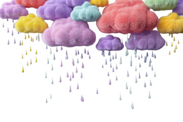 Fluffy clouds with colorful rain