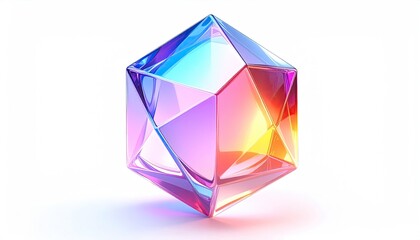 Geometric crystalline structure reflecting vibrant rainbow hues