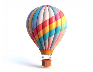 Fototapeta premium A colorful striped hot air balloon on a white background