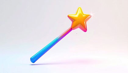 Obraz premium Colorful wand with star topper, radiating light, against a clean backdrop