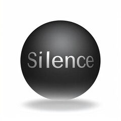 Dark sphere with "Silence" inscription. Soft gradient, subtle shadow