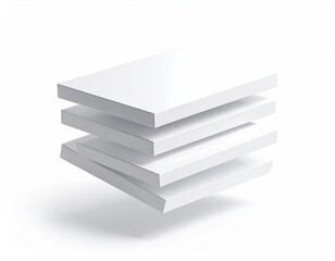 Four white rectangular objects stacked slightly apart, casting a soft shadow