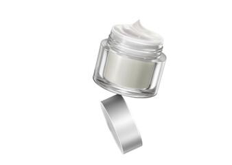 A stylishly arranged bottle of skin cream with its lid open PNG transparent.
