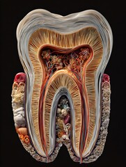 Human tooth anatomy detailed cross section paper art