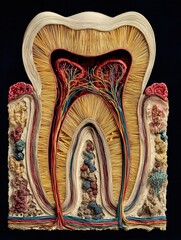 Human tooth anatomy with paper art cross section