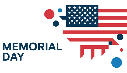  Memorial Day modern flat illustration with abstract American flag elements, red white blue geometric shapes and clean typography honoring fallen heroes, remembrance and patriotism © VectorCraze