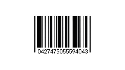 Barcode with black lines and numbers on white background in simple modern design for product labeling