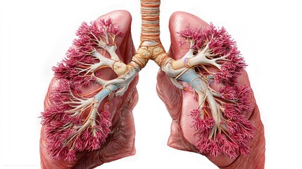 Human lungs with bronchi and respiratory system