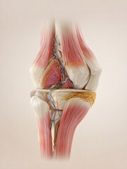 Human knee joint anatomy showing muscles and nerves